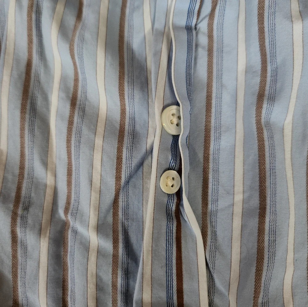 Banana Republic Men’s Button Down Shirt Large Blue Brown Stripe 16–16.5